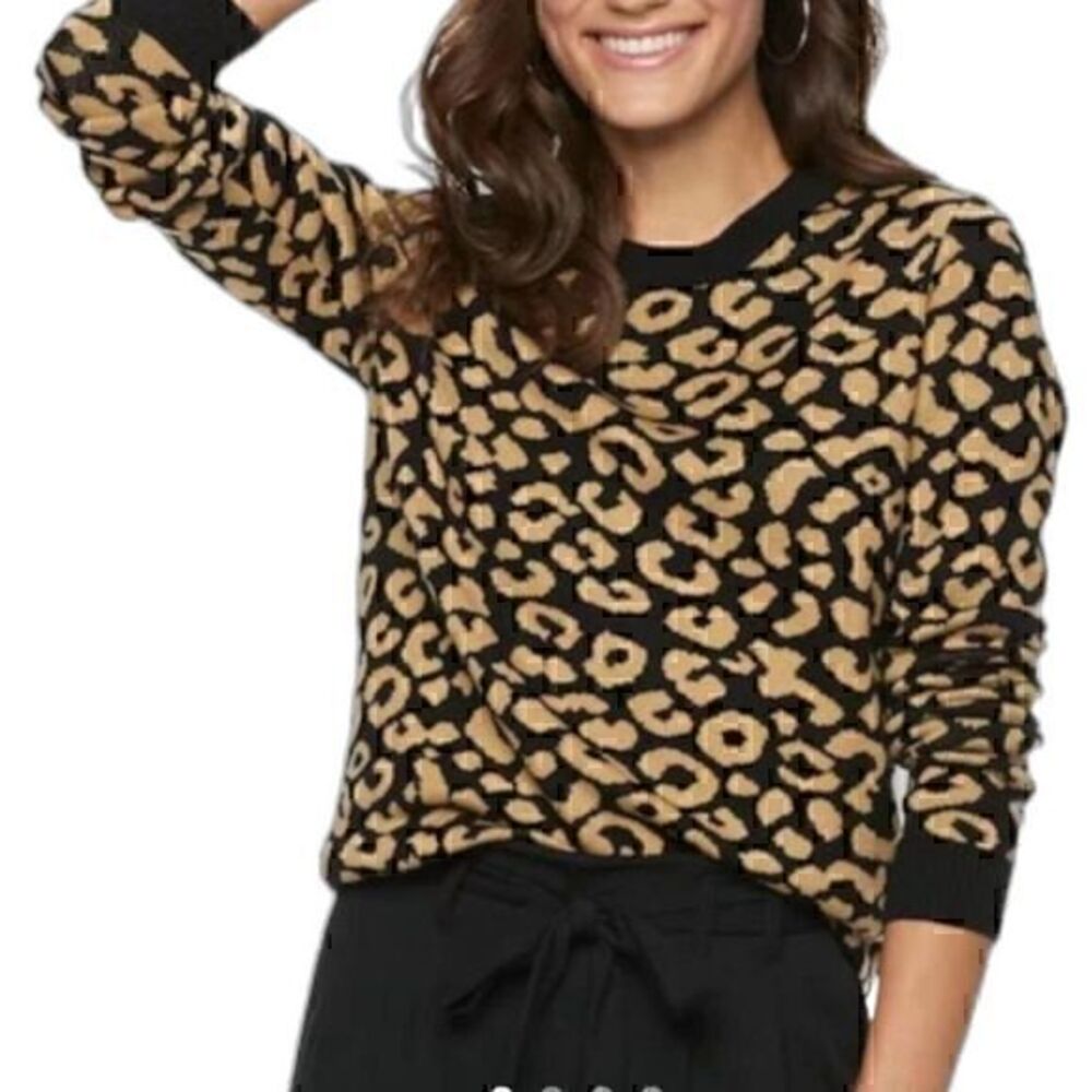 POPSUGAR Leopard Print Crewneck Sweater Size XL​
